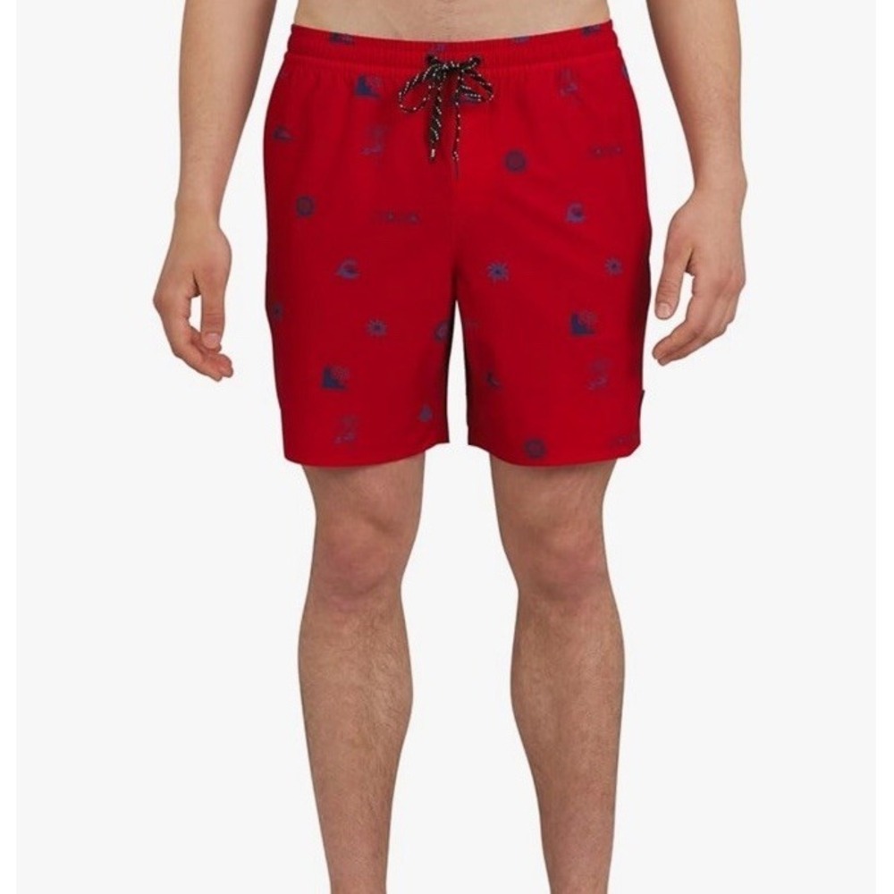QUIKSILVER Swim Trunks‎ Board Shorts Salsa Red Blue Men's Sz L *NEW* $80